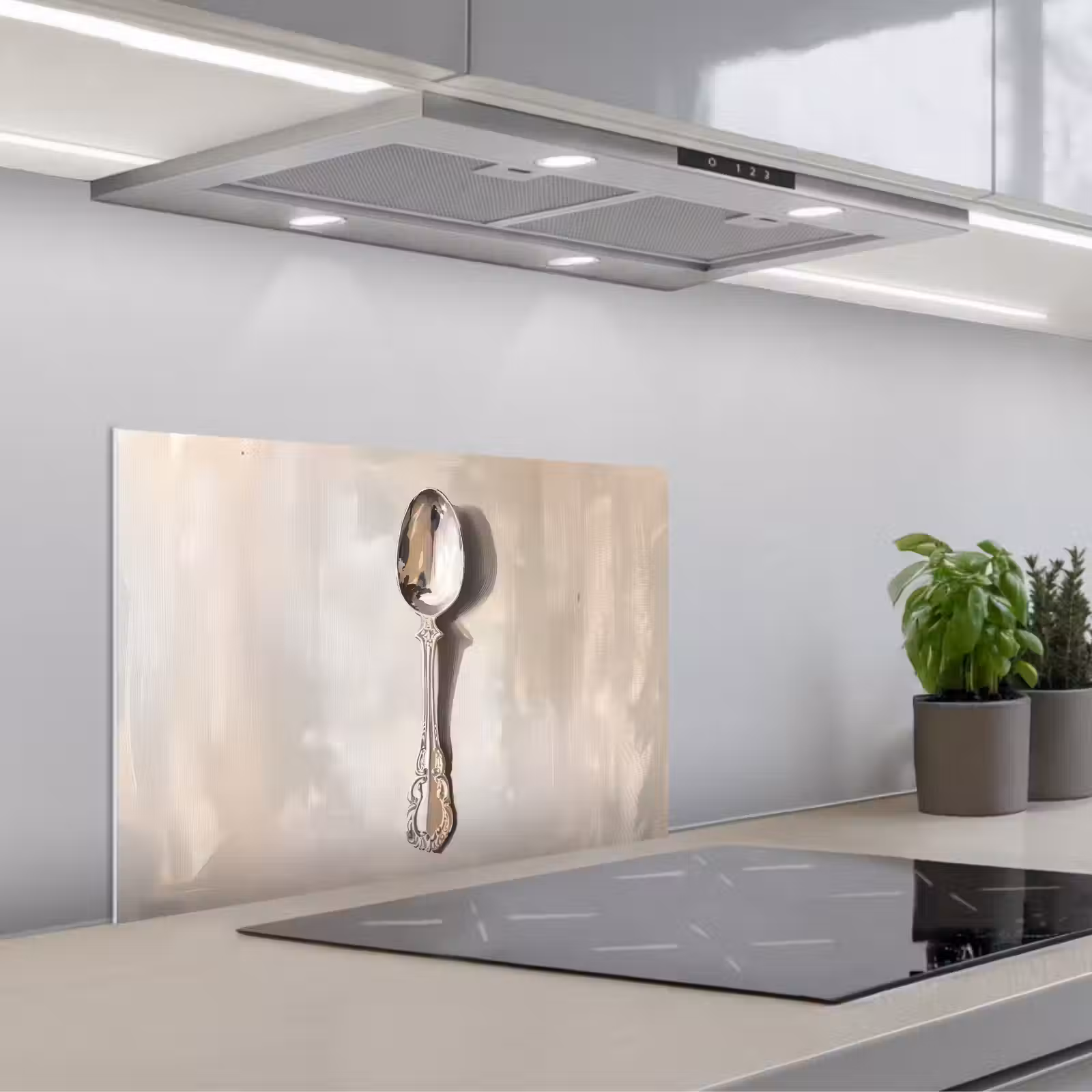 Spatscherm keuken - Lepel - Verf - Zilver — 1