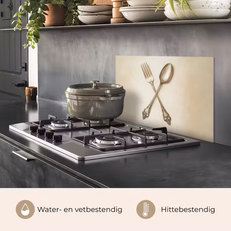 Spatscherm keuken - Beige - Vintage - Bestek — 2