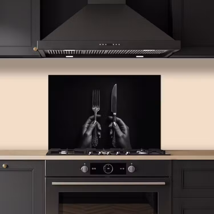 Spatscherm keuken - Bestek - Zwart - Wit — 5