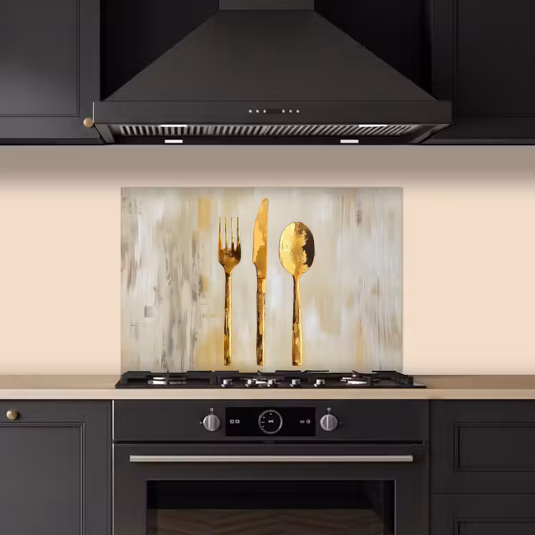 Spatscherm keuken - Verf - Goud - Bestek — 5