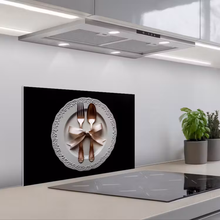 Spatscherm keuken - Rose - Strik - Bestek — 1