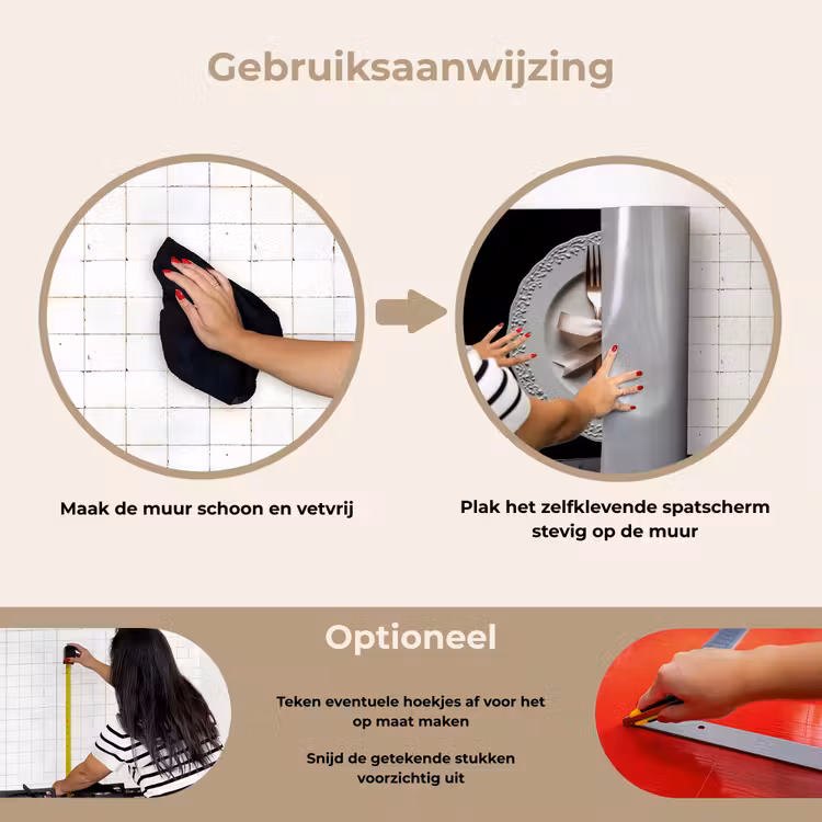 Spatscherm keuken - Rose - Strik - Bestek — 6