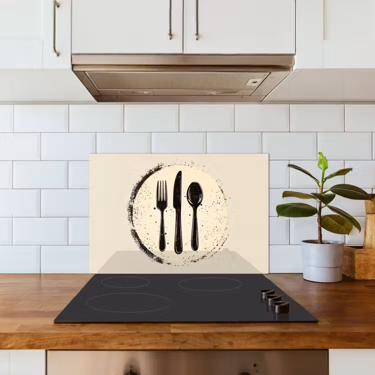 Spatscherm keuken - Zwart - Bestek - Rondje — 3