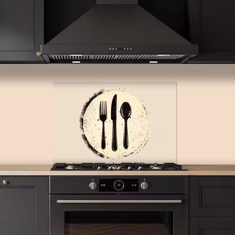 Spatscherm keuken - Zwart - Bestek - Rondje — 5