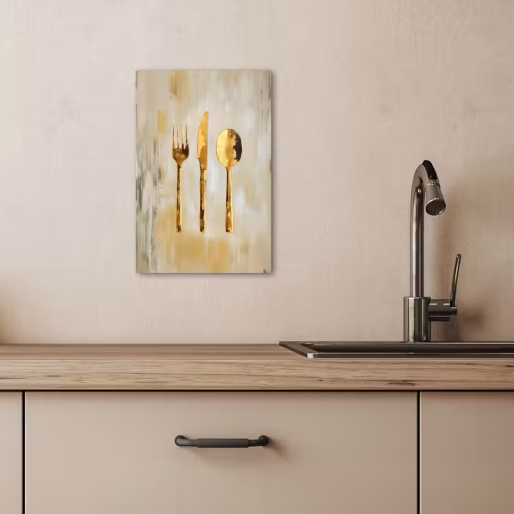 Canvas schilderij - Verf - Goud - Bestek — 1