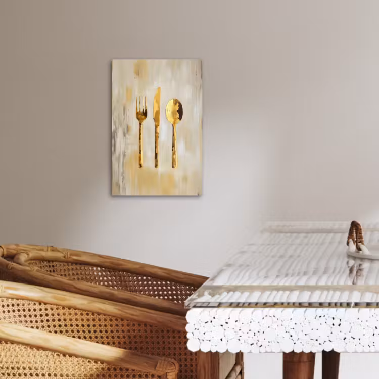 Canvas schilderij - Verf - Goud - Bestek — 3
