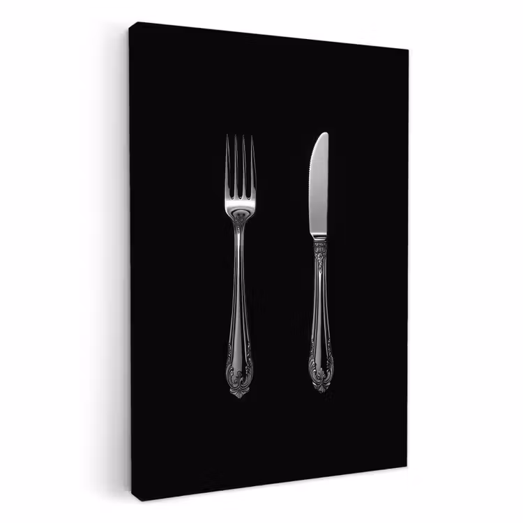 Canvas schilderij - Vork - Mes - Zilver — 2