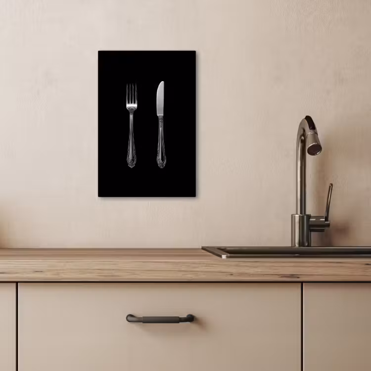 Canvas schilderij - Vork - Mes - Zilver — 5