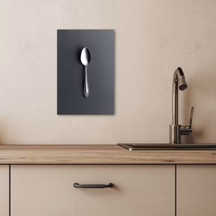Canvas schilderij - Zilver - Metaal - Lepel — 2