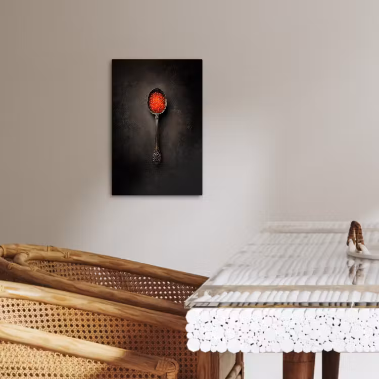 Canvas schilderij - Zwart - Lepel - Caviar — 4