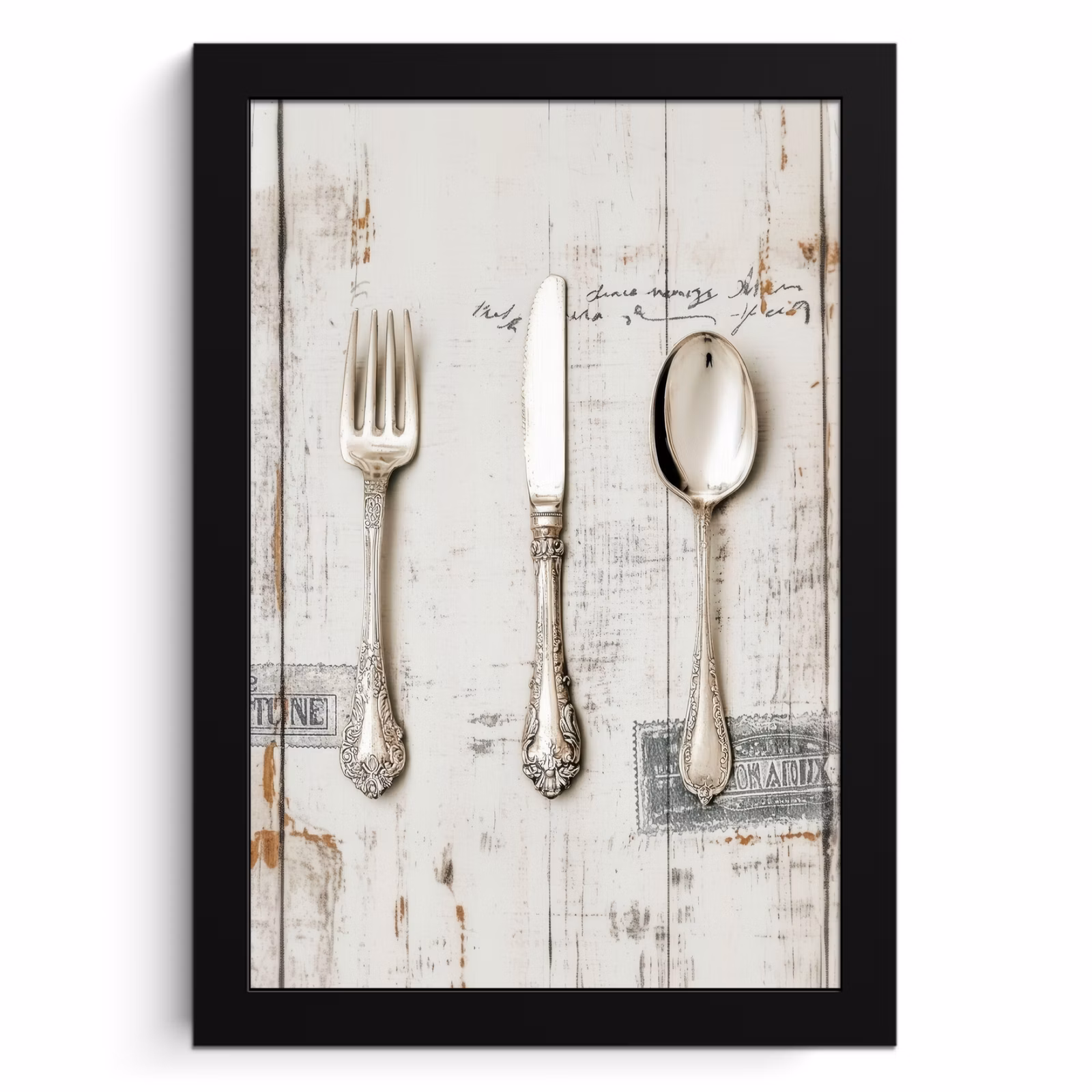 Poster met lijst - Zilver - Bestek - Hout — 1