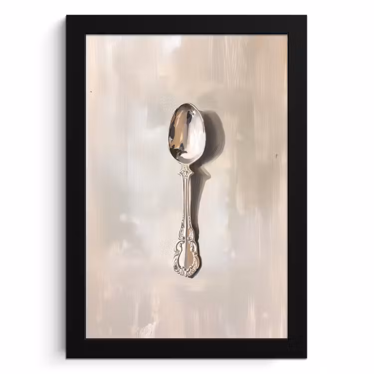 Poster met lijst - Lepel - Verf - Zilver — 1
