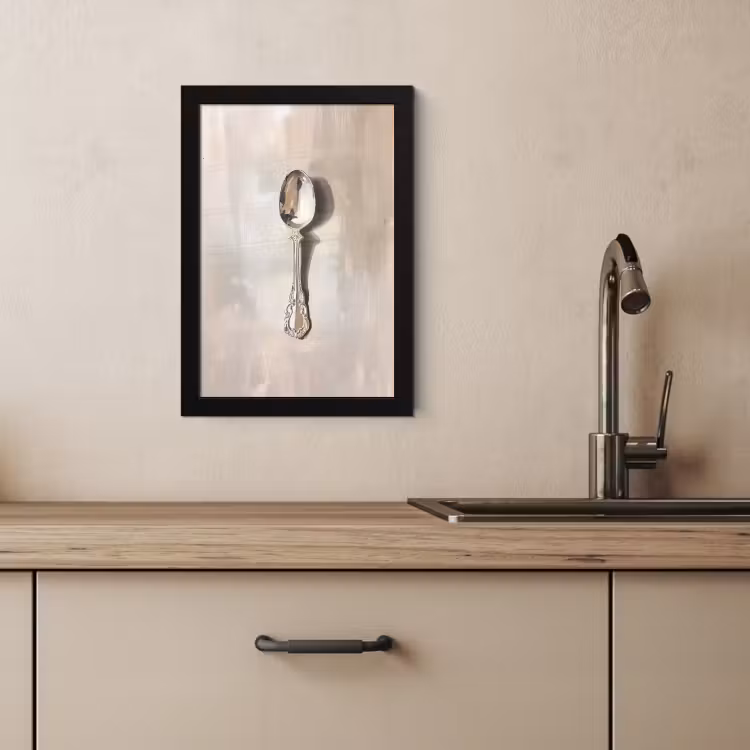Poster met lijst - Lepel - Verf - Zilver — 2