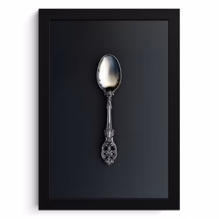 Poster met lijst - Lepel - Zilver - Metaal — 1
