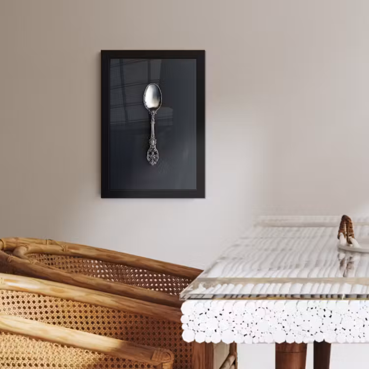 Poster met lijst - Lepel - Zilver - Metaal — 2
