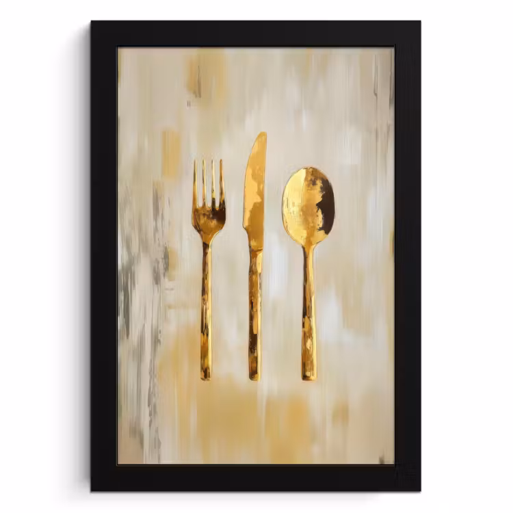 Poster met lijst - Verf - Goud - Bestek — 1