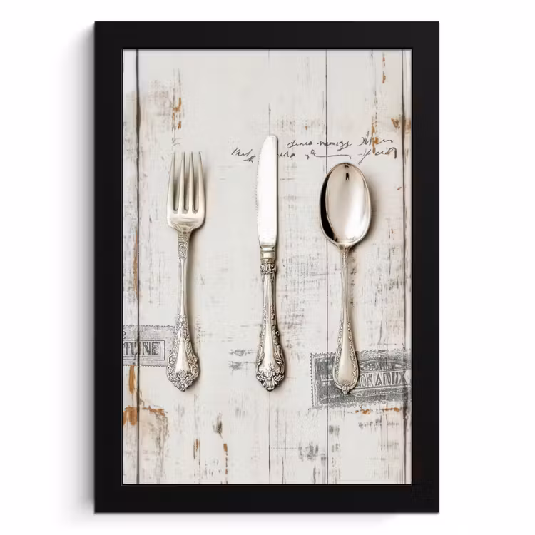 Poster met lijst - Zilver - Bestek - Hout — 1