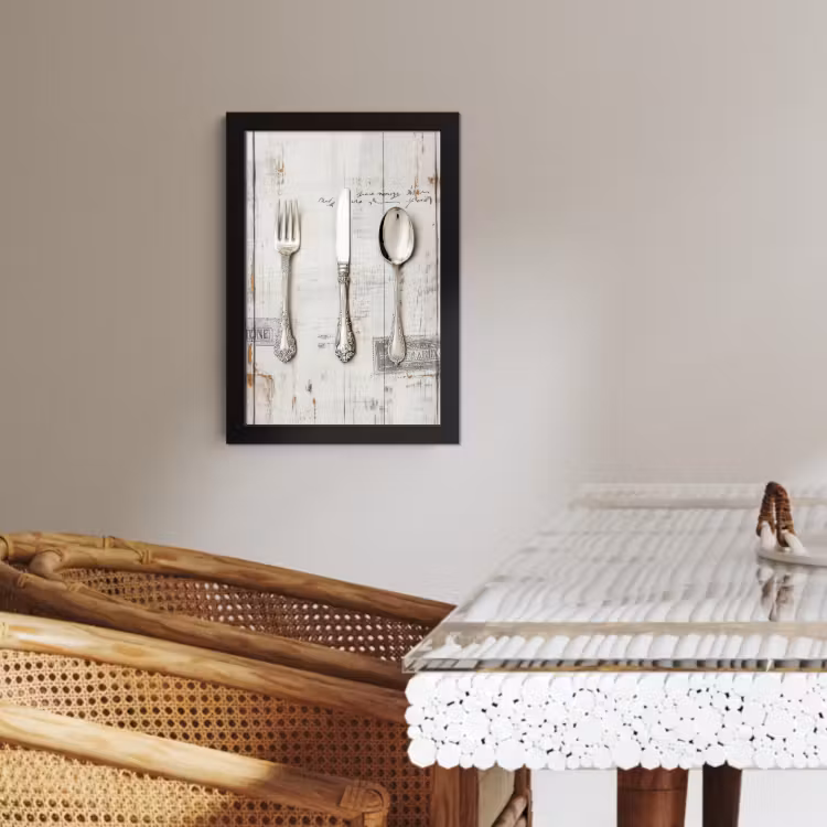 Poster met lijst - Zilver - Bestek - Hout — 3