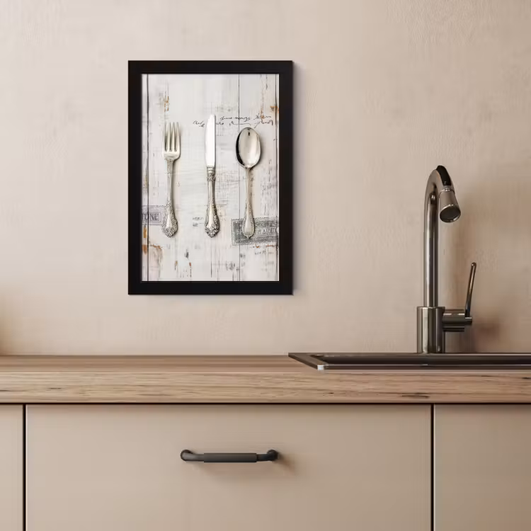 Poster met lijst - Zilver - Bestek - Hout — 4