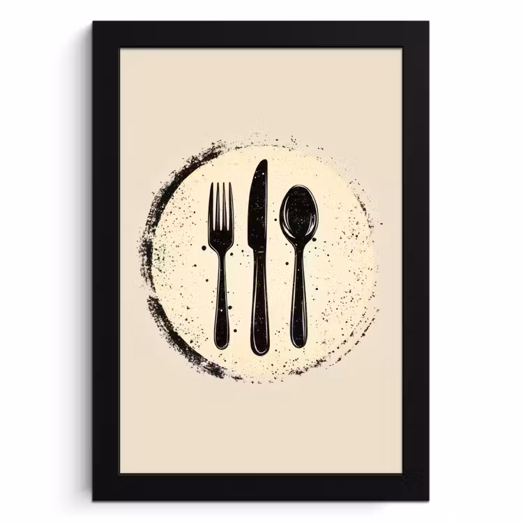 Poster met lijst - Zwart - Bestek - Rondje — 1