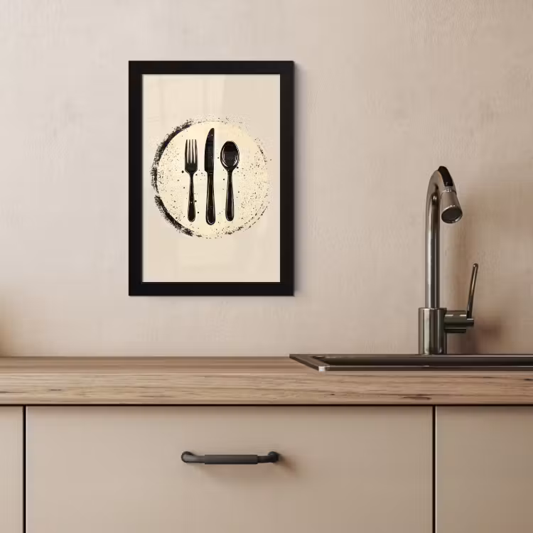 Poster met lijst - Zwart - Bestek - Rondje — 4