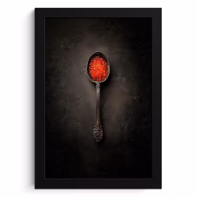 Poster met lijst - Zwart - Lepel - Caviar — 1