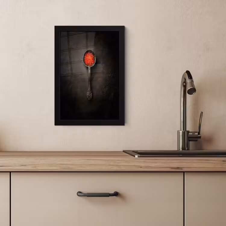 Poster met lijst - Zwart - Lepel - Caviar — 2