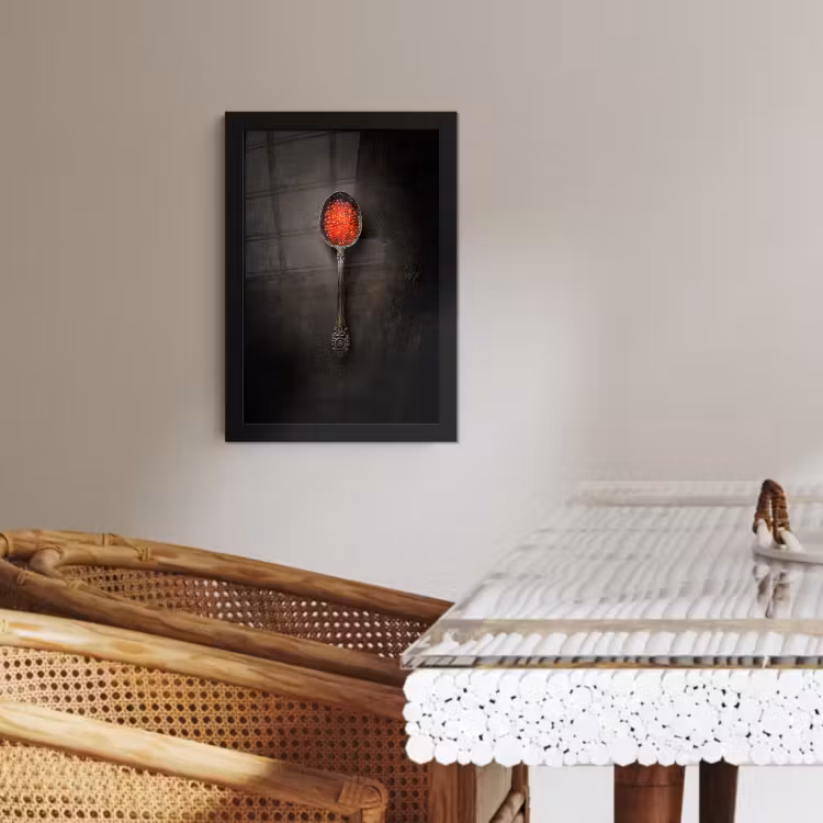 Poster met lijst - Zwart - Lepel - Caviar — 3