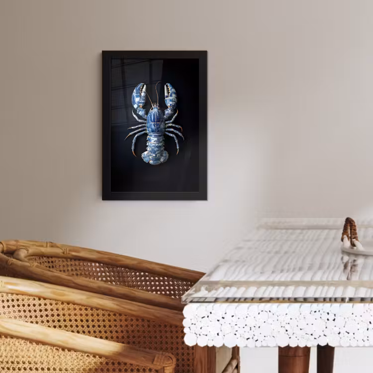 Poster met lijst - Kreeft - Delftsblauw - Schild - Stoer — 3