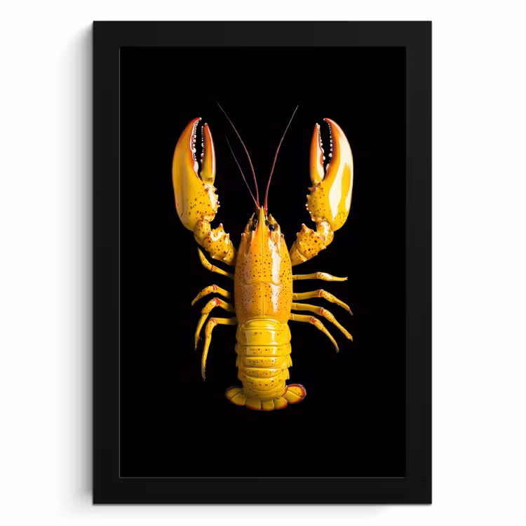 Poster met lijst - Kreeft - Geel - Stippen - Effen — 1