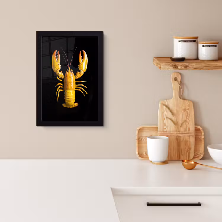 Poster met lijst - Kreeft - Geel - Stippen - Effen — 2