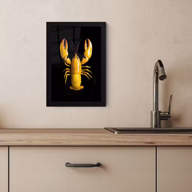 Poster met lijst - Kreeft - Geel - Stippen - Effen — 3