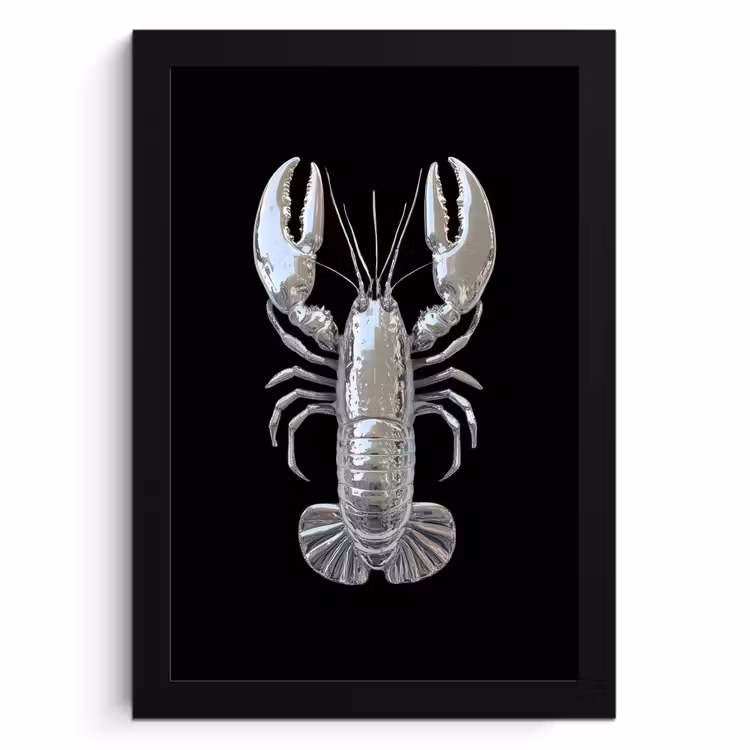 Poster met lijst - Kreeft - Zilver - Metallic - Luxe — 1