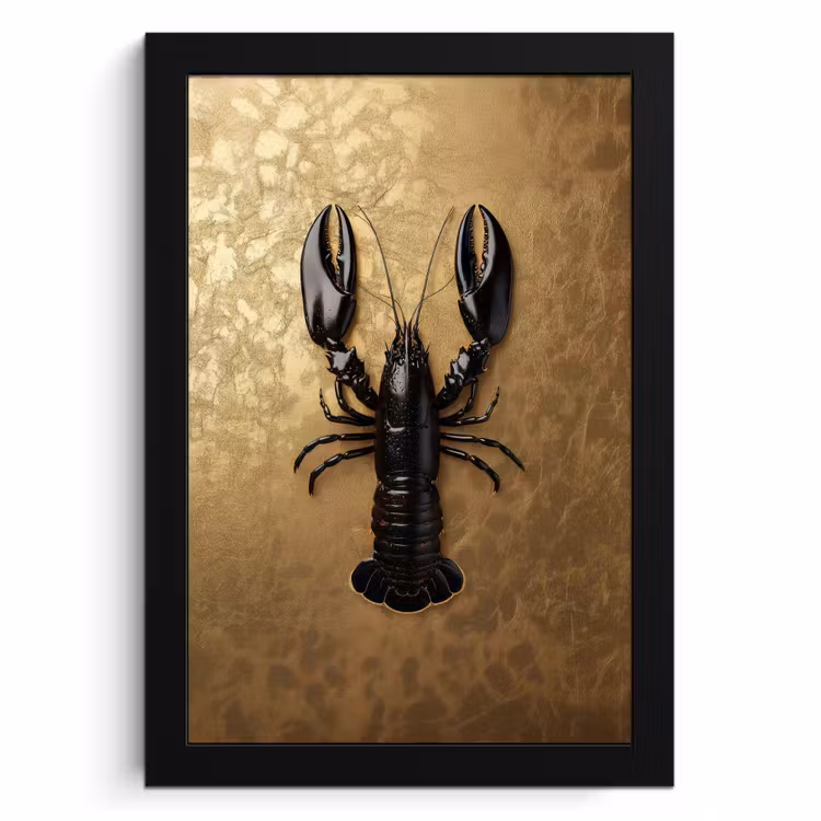 Poster met lijst - Kreeft - Zwart - Goud - Luxe — 1