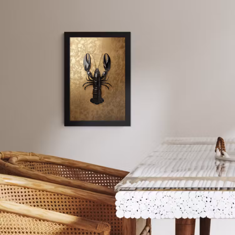 Poster met lijst - Kreeft - Zwart - Goud - Luxe — 3