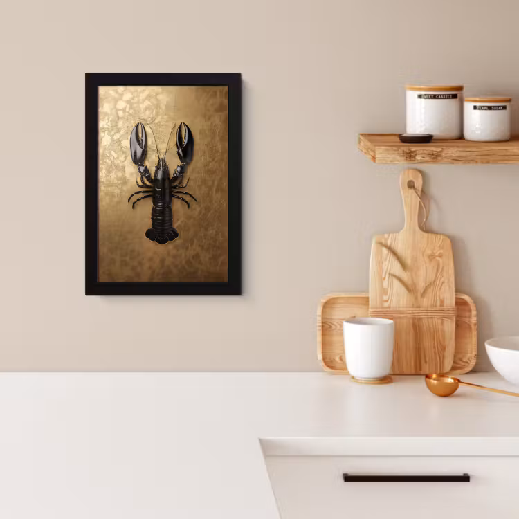 Poster met lijst - Kreeft - Zwart - Goud - Luxe — 4