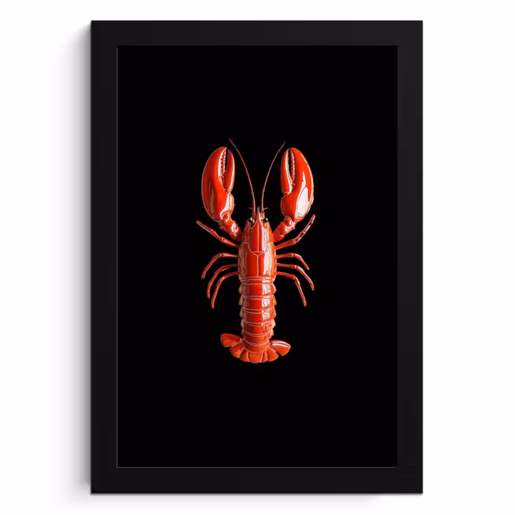 Poster met lijst - Kreeft - Glossier Rood - Zwart — 1