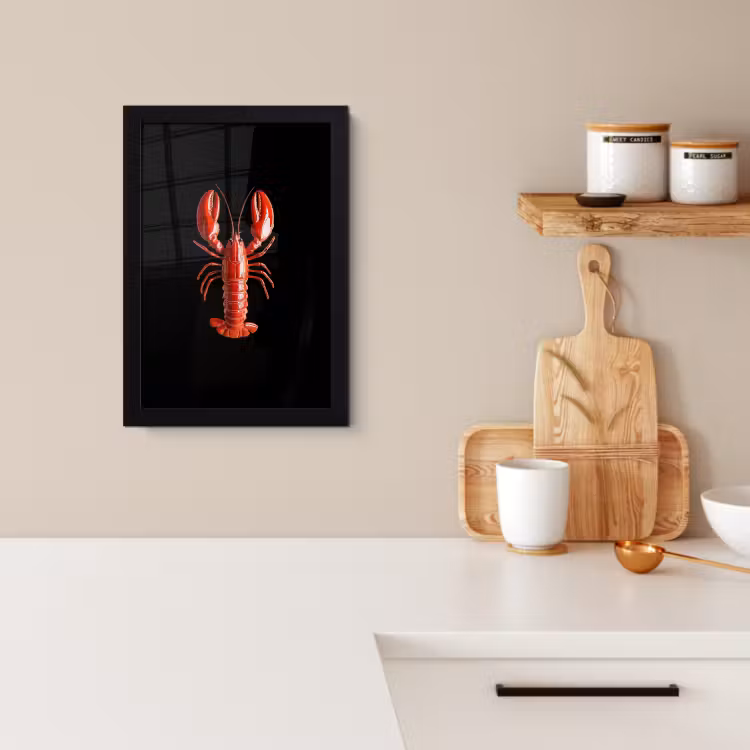 Poster met lijst - Kreeft - Glossier Rood - Zwart — 2