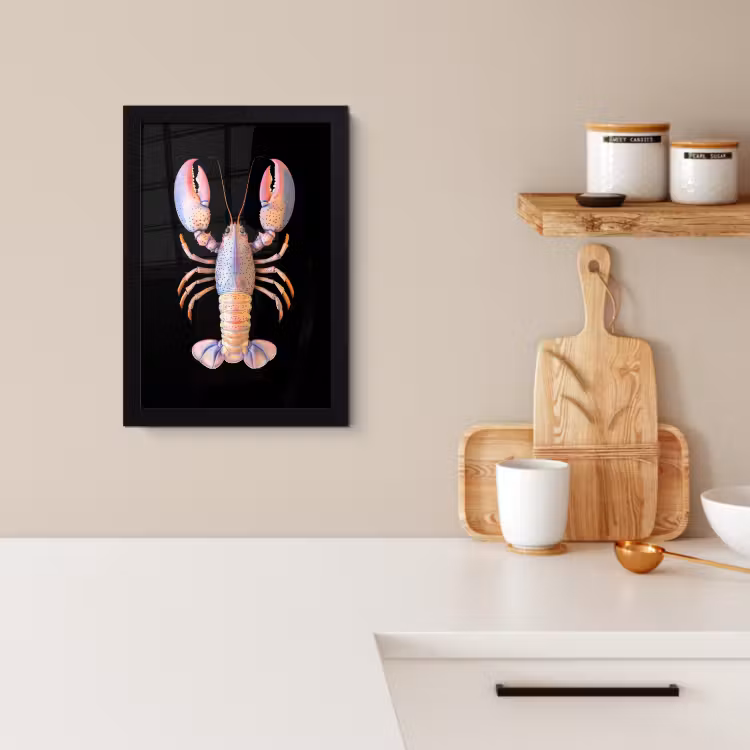Poster met lijst - Kreeft - Roze - Zacht - Zwart — 2