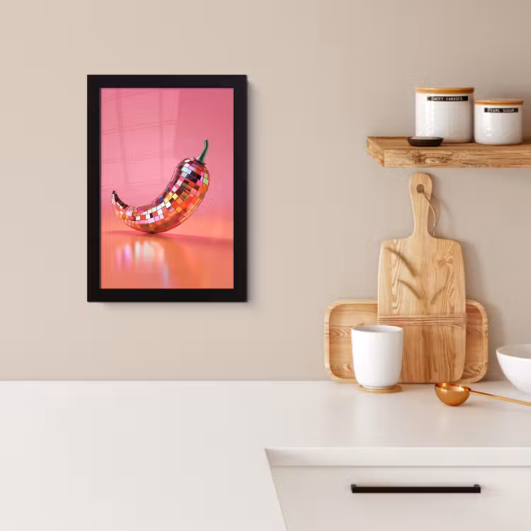 Poster met lijst - Peper - Disco - Rood - Glitter — 2