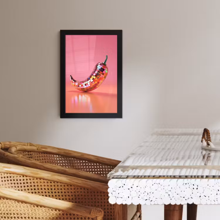 Poster met lijst - Peper - Disco - Rood - Glitter — 3