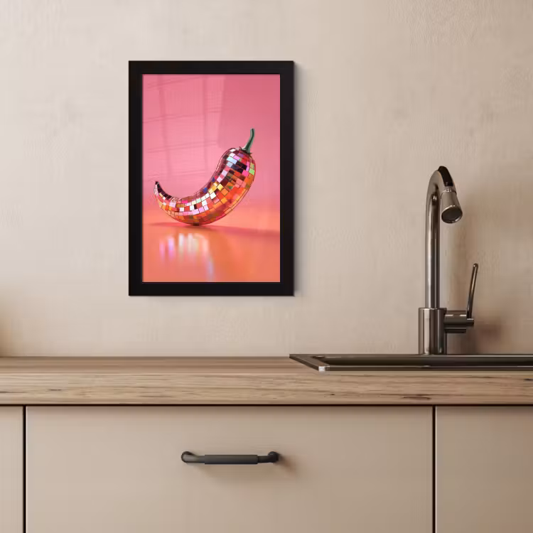 Poster met lijst - Peper - Disco - Rood - Glitter — 4