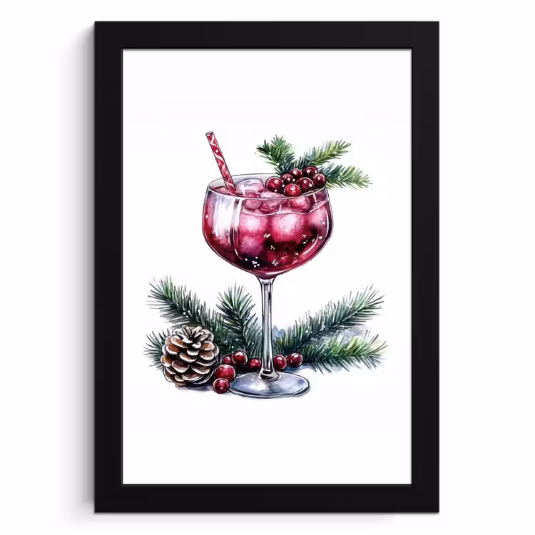 Poster met lijst - Winter - Cocktail - Decoratie - Drank - Kerst — 1
