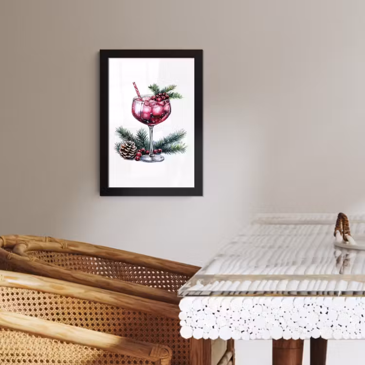 Poster met lijst - Winter - Cocktail - Decoratie - Drank - Kerst — 3