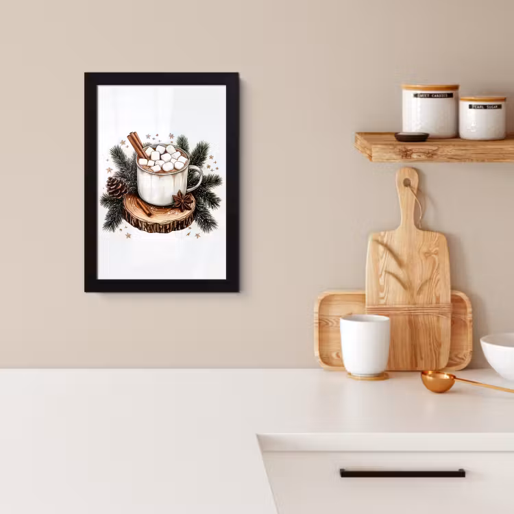 Poster met lijst - Winter - Hout - Chocolademelk - Drink - Kerst — 3