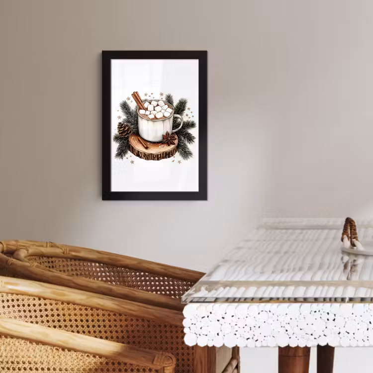 Poster met lijst - Winter - Hout - Chocolademelk - Drink - Kerst — 4
