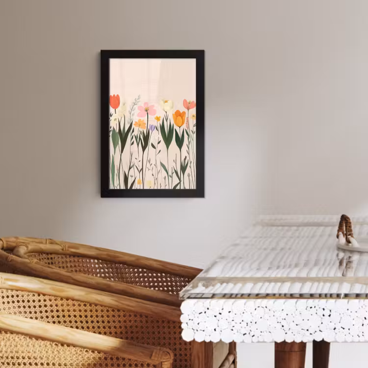 Poster met lijst - Pasteltinten - Bloemen - Illustratie — 4