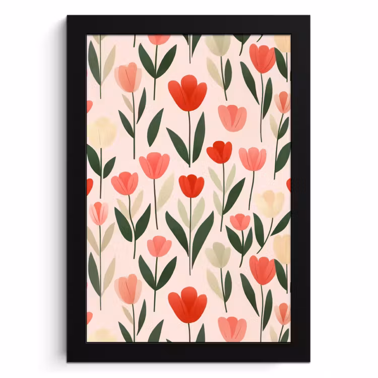 Poster met lijst - Tulpen - Modern - Roze — 1