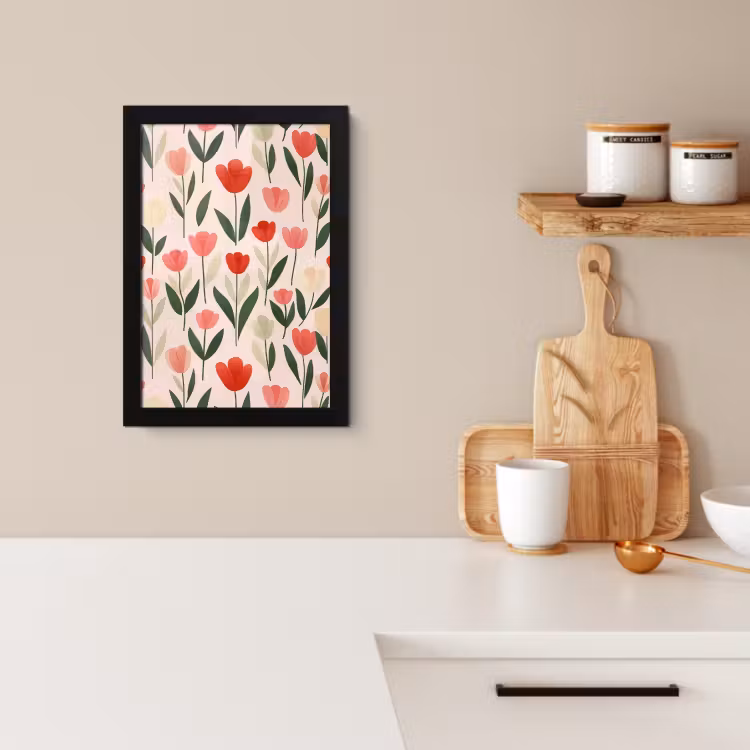 Poster met lijst - Tulpen - Modern - Roze — 2