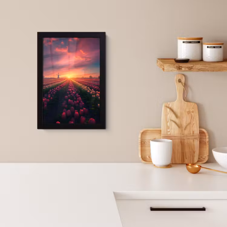 Poster met lijst - Windmolen - Zonsondergang - Landschap — 3